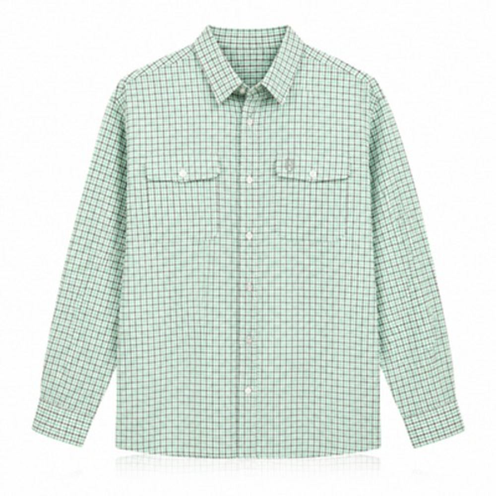 Heybo Outdoors Mens L Green Check Long Sleeve Button Up Shirt 1497